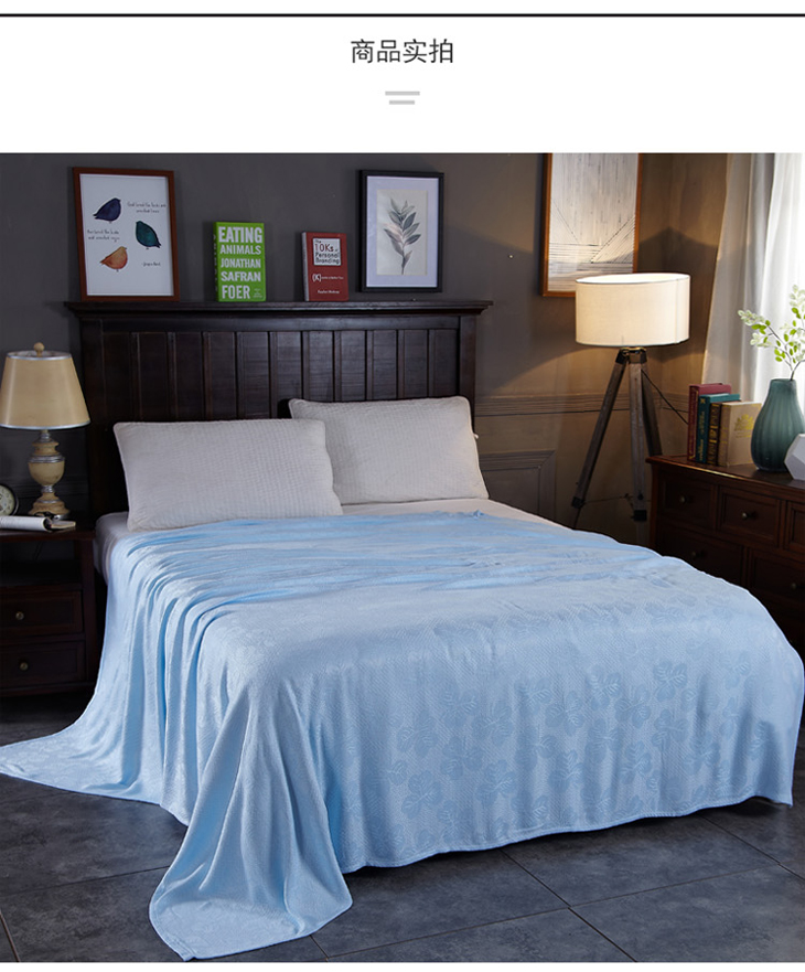 莱薇 竹纤维盖毯幸运草-蓝200*230cm